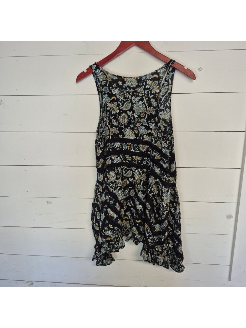 Intimately Free People XS Black Floral Lace Trim Sleeveless Tunic - Picture 4 of 6